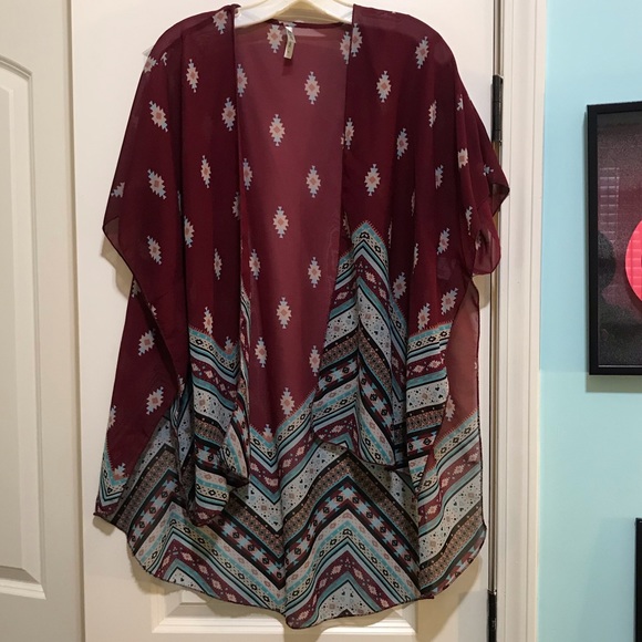 Live 4 Truth Sweaters - Burgundy Tribal Print Cardigan